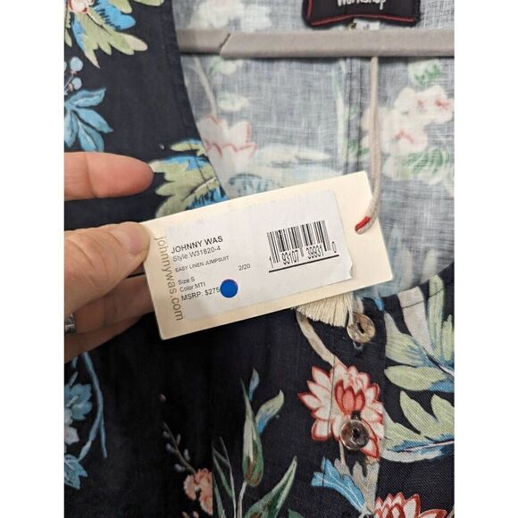 Johnny Was Workshop Easy Linen Jumpsuit Women's‎ size Small black floral NWTs - Picture 7 of 12